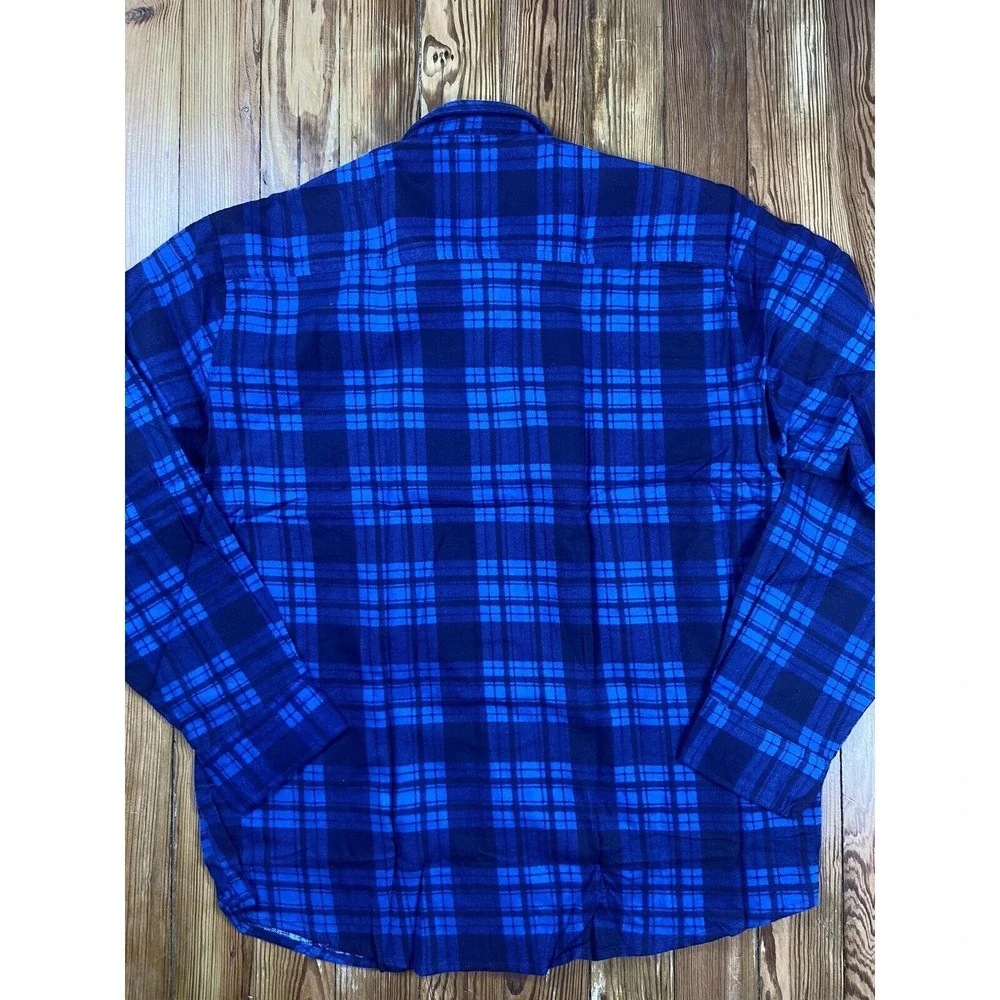 coleman outdoors vintage blue flannel button‎ down mens size large NWT